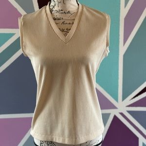 Tan sleeveless v-neck vest